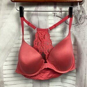Victoria's Secret Body by Victoria Coral Pink Padded Front Clasp Bra 38D